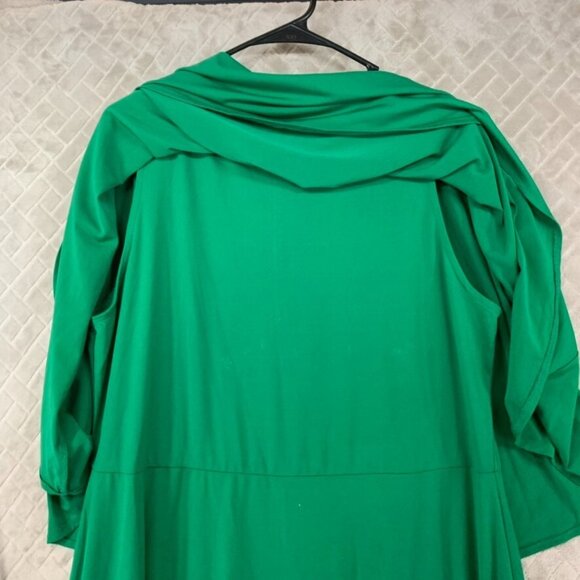 Eloquii Womans 18 Dress Kelly Green Long Maxi Short Sleeve Ruched Round Neck - Picture 5 of 13